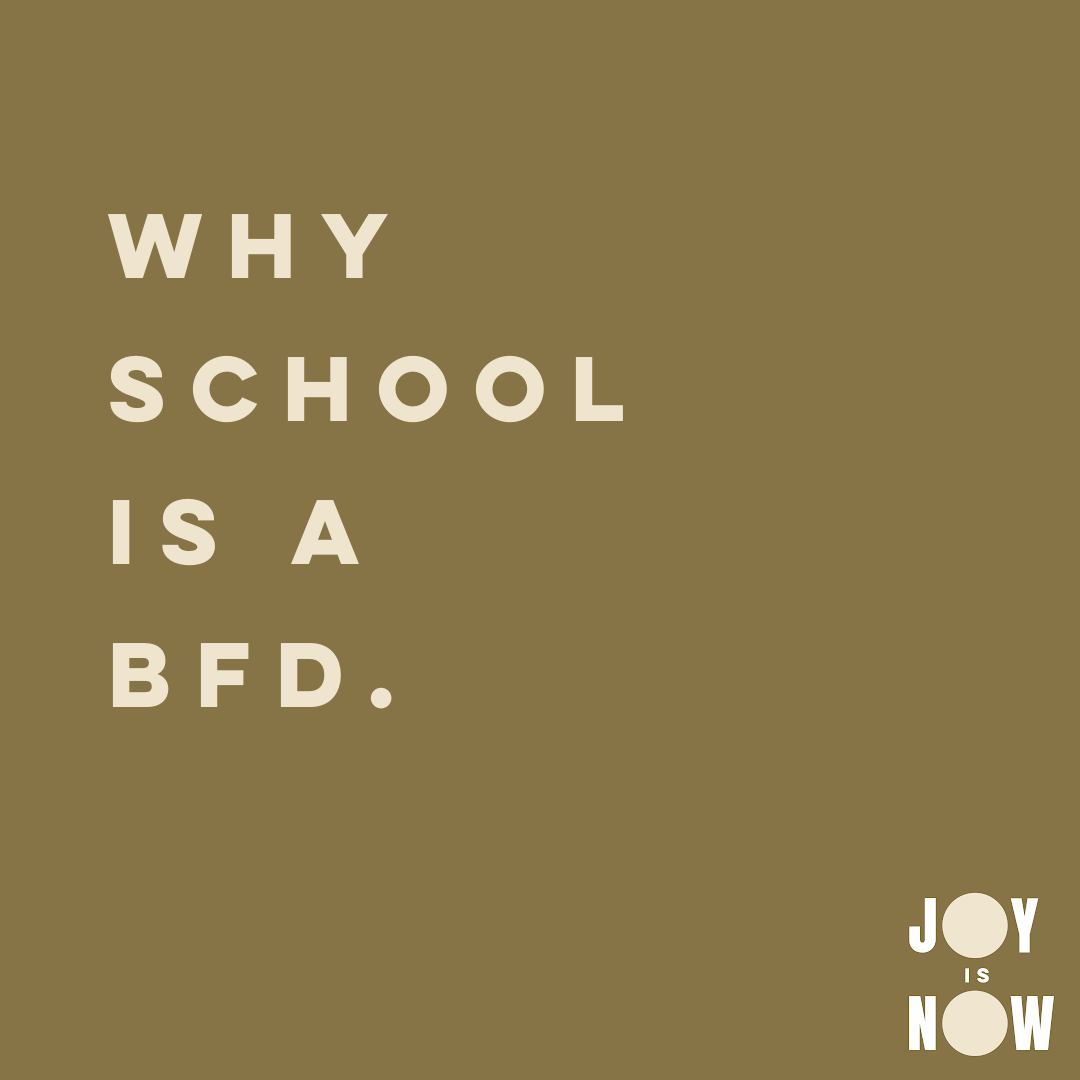 JOY IS NOW: WHY SCHOOL IS A BFD