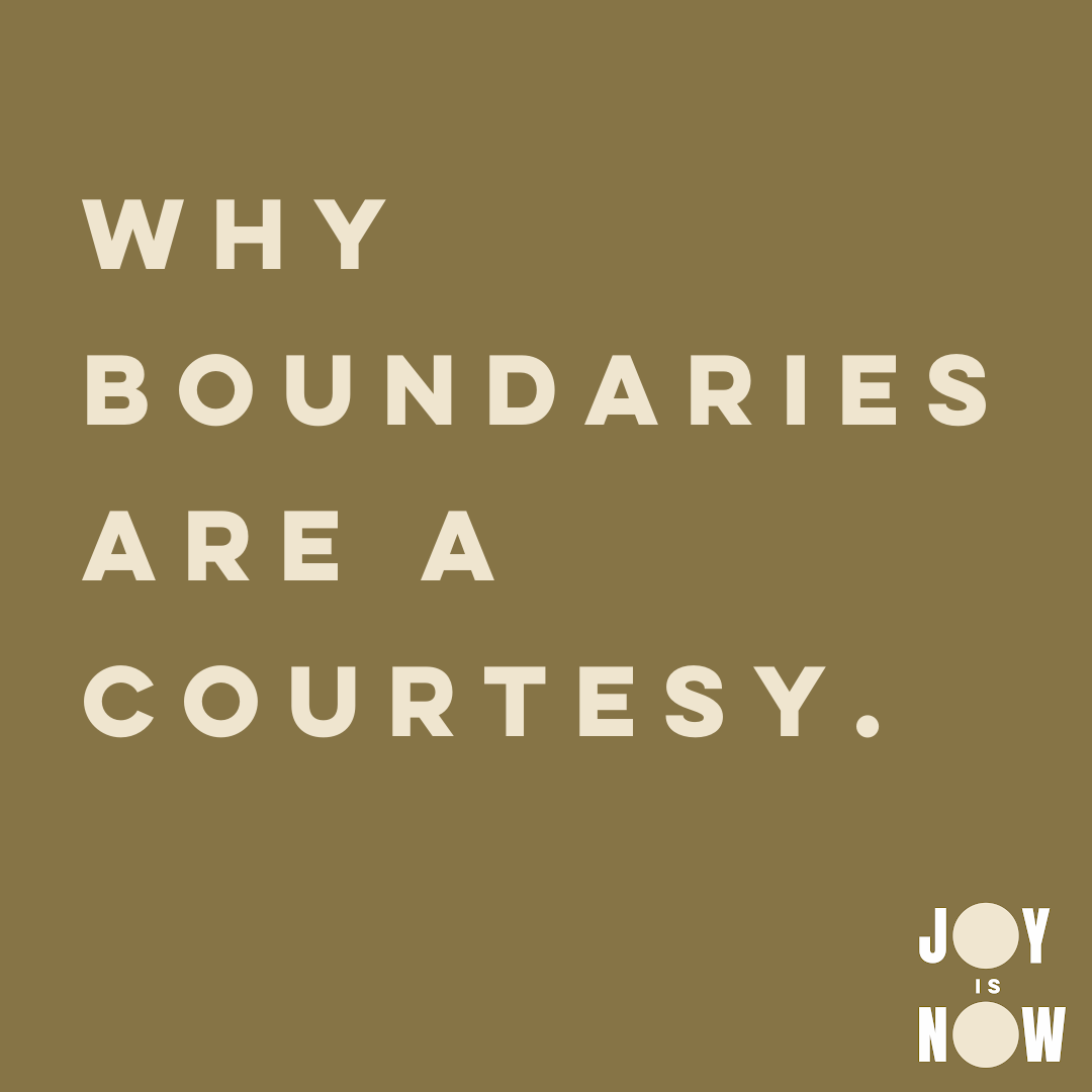 JOY IS NOW: WHY BOUNDARIES ARE A COURTESY